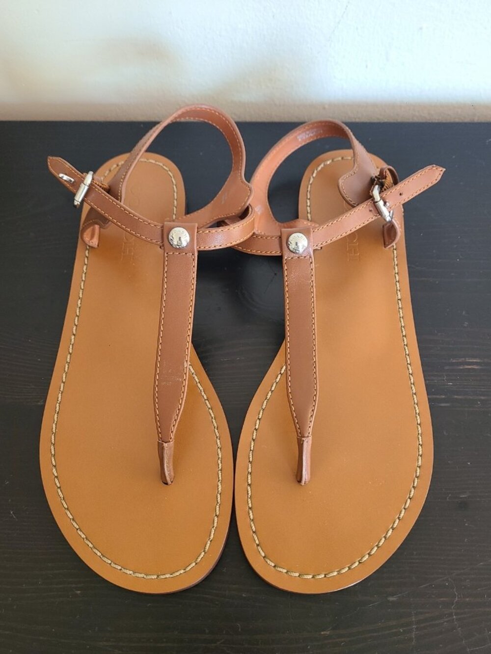 Coach Leila Leather Sandals Tan size 6.5